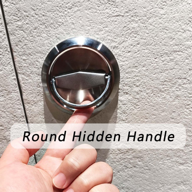 Hdtyyln 1pcs Round Recessed Pull, Recessed Door Knob, Cabinet Round Hidden Handle, Embeded Concealed Brushed Stainless Steel Handle for Modern Bedroom Door Drawer Wardrobe (Silver) - Image 5